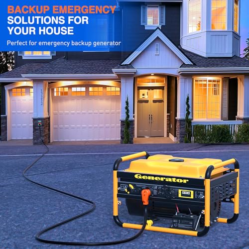 Image of Nilight 50 Amp 25FT Generator Extension Cord 250V 12500Watt Heavy Duty 6 /3+8 /1 Gauge Pure Copper STW Wire UL Listed 4 Prong 14-50P SS2-50R&CS6364 Twist Lock for RV Camper Outdoor Use