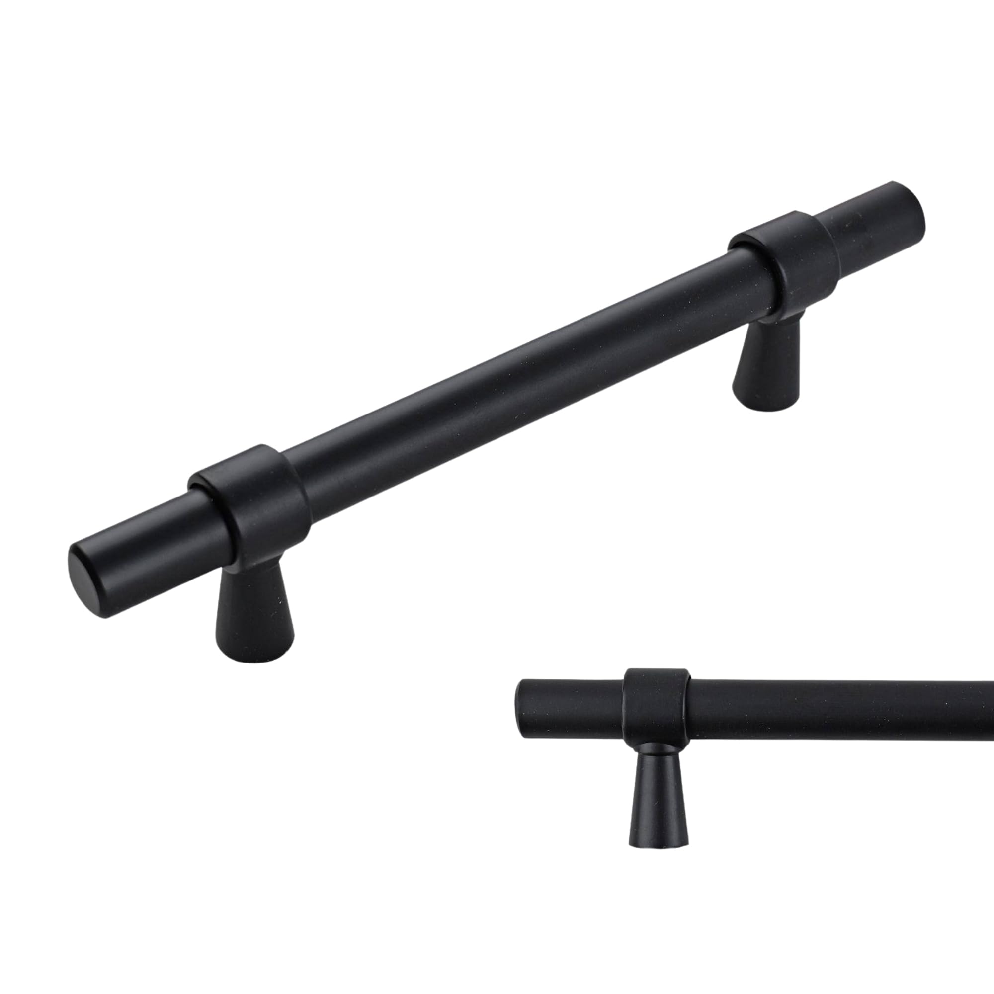keypak 10 Pack Smooth T-Bar Cabinet Handles, 96mm Hole Centres, Black - Modern Drawer Pulls for Kitchen Cupboards, Wardrobe Doors, Dresser — image 1
