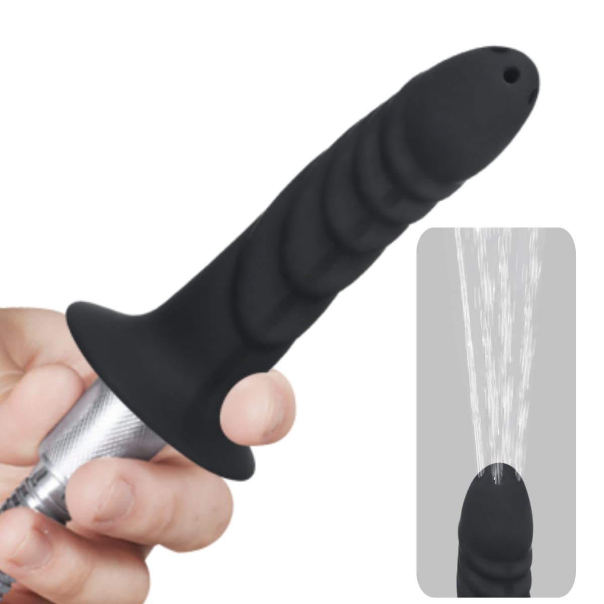 Silicone Shower Enema Douche Nozzle Anal Douche Shower Cleaner Enema Douche System,Handheld Water Shower Nozzle Anal Rinse Vaginal Cleaning Kit Shower Douche for Men and Women, Black
