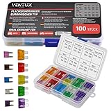 100-teiliges KFZ-Flachsicherungs-Set – Standard + Mini – Europäischer Typ, 12/24V, für Auto, Motorrad und Wohnmobil – Ventux Gear