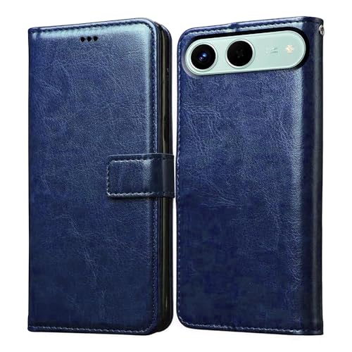 Image of Flip Cover Back Case for Tecno Spark Go 5G | Premium Leather Finish | Inbuilt Pockets & Stand | Flip Cover Back Case for Tecno Spark Go 5G (Blue)