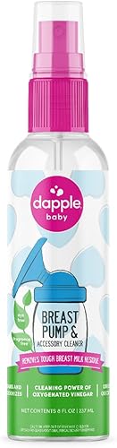 dapple Spray limpiador de extractor de leche para bebé, botella de 8 onzas líquidas, sin perfume, a base de plantas e hipoalergénico, elimina los