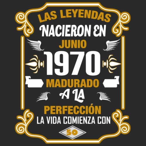 Las leyendas nacieron en Junio 1970 Madurado a la perfección La vida comienza con 50 Libro de visitas fiesta de cumpleaños felicitaciones y noticias