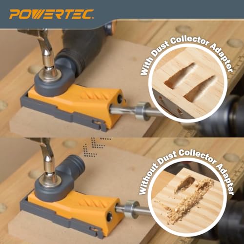 Image of POWERTEC Pocket Hole Jig Kit, Pocket Screw Jig, Woodworking Jigs with Adjustable Depth Drill Guides, 3 /8 inch Drill Bit, Stop Collar, Dust Collector Adapter for Twin Pocket Holes, Wood Joint Tool - 71643