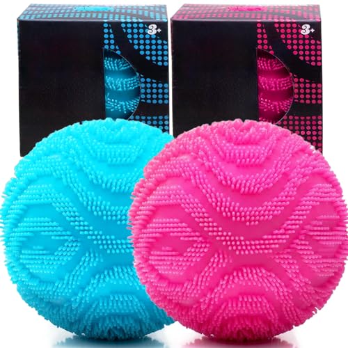 Fuzz Ball Fidget Toys Squishy Stress Ball Soft TPR Spiky Sensory Ball for Anxiety Relief Squishy Fidget Toys for Kids & Adults Stress Balls Party Bag Fillers for Kids (2PCS)