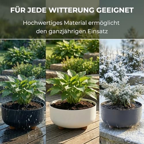 LAMELA Kunststoff Blumentopf rund mit Füßen, Ø 30 cm, 7,7 L - Anthrazit – Ansicht 5