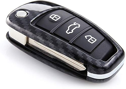 Miniatura 4 de iJDMTOY Exact Fit - Carcasa para llavero con acabado de fibra de carbono, color negro, brillante, compatible con Audi A3 S3 A4 S4 A6 Q5 Q7 TT R8