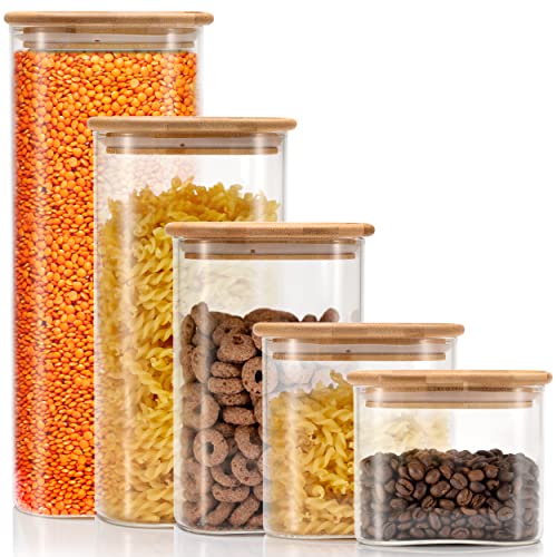 HomEssential Vorratsgläser mit Deckel 5er Set, Vorratsdosen aus...