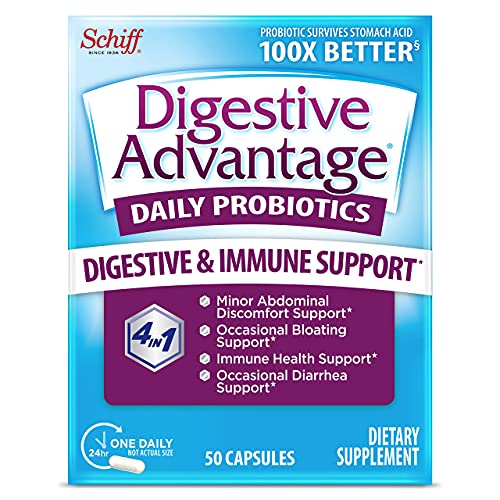 Daily Probiotic Capsule - Digestive Advantage (50 Count in a Box), Survives 100x Better Than Regular 50 Billion CFU, Lessen Minor Abdominal Discomfort, Bloating & Occasional Diarrhea (Pack of 2) Daily Probiotic Capsule - Digestive Advantage (50 Count in a Box), Survives 100x Better Than Regular 50 Billion CFU, Lessen Minor Abdominal Discomfort, Bloating & Occasional Diarrhea (Pack of 2)
