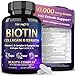 StrongVit Biotin with Hyaluronic Acid, Keratin and Collagen Supplements - 10000mcg for Hair Growth Women and Men - Hair Skin and Nails Vitamins - 60 Capsules