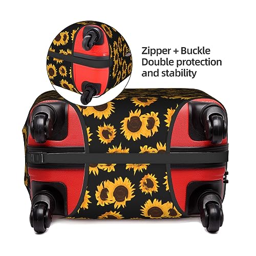 Golden Sunflowers print Luggage cover, suitcase protector, elasticated protective sleeve, fits 18-32 inch suitcases3
