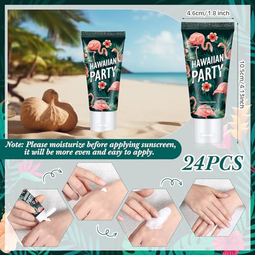 Image of 24 Pcs Mini Sunscreen Bulk for Summer Party Wedding SPF 30 Water Resistant Sunscreen Lotion Bulk 1oz Travel Size for Thank You Gifts Wedding Supplies (Flamingo)