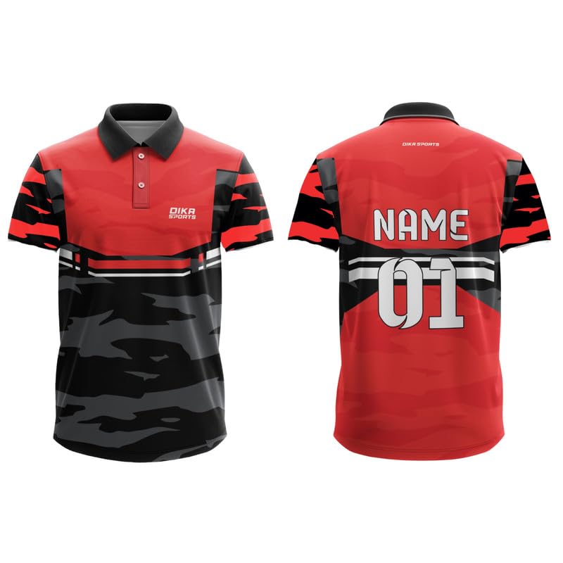 Image of Dika Sports Cricket Custom Player Name and Number Jersey Cricket Tshirt for Men | 2 Year to 5XL