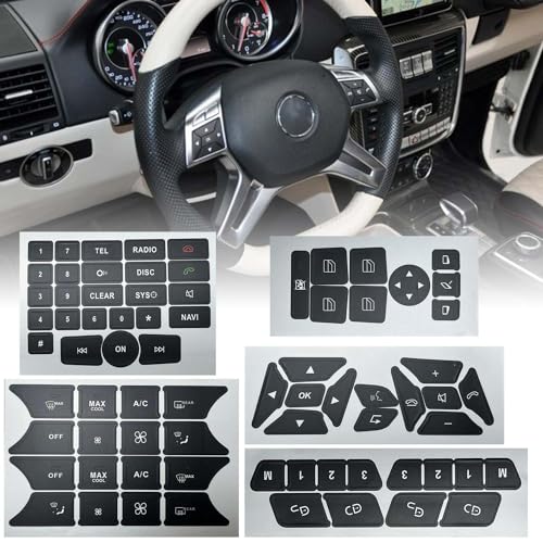 Image of Dash Button Repair Kit Fit for Mercedes Benz C Class CLS C218 SLK GLK350 W172 W204 W212 W218 W207 Steering Wheel AC Window Radio Number Door & Air Conditioner Repair Sticker Kit