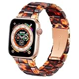 Wongeto Compatible with Apple Watch Band 38mm 40mm 41mm 42mm 44mm 45mm 49mm Women Men,Light Resin Strap Bracelet Replacement for iWatch SE Series 10/9/8/7/6/5/4/3/2/1/SE/Ultra (Rose Gold+Tortoise)