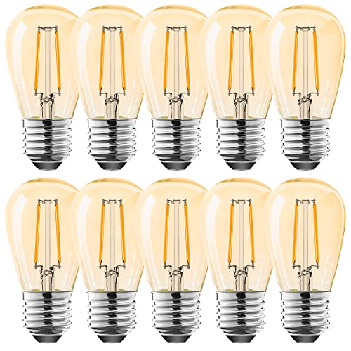 ProCrus E27 LED Vintage Glühbirne,S14 2W E27 Edison Glühbirne,E27 Glühbirnen,2700K Warmweiß Birne,10W Glühlampen äquivalent,LED Leuchtmittel E27,für Lichterketten Ersatzbirne,Nicht dimmbar,10er Pack Cover