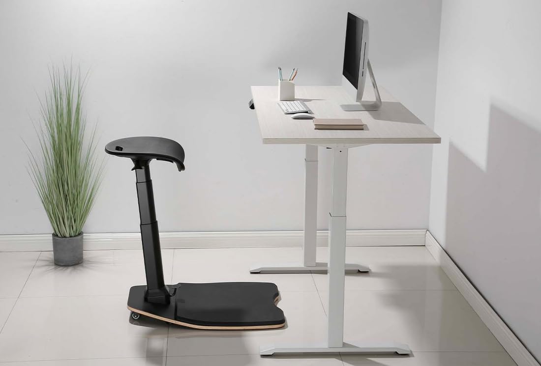 Spacetronik Ergonomischer Stehhocker mit Anti-Ermüdungsmatte | Stehhilfe Höhenverstellbar 61,5-118 cm, Belastbar bis 125 kg, Stehstuhl für gesundes und aktives Sitzen und Stehen