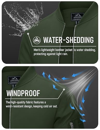 Image of MAGCOMSEN Men's Jacket Lightweight Windbreaker Bomber Jacket Windproof Casual Jacket Zip Up Coats Outwear with 5 Pockets