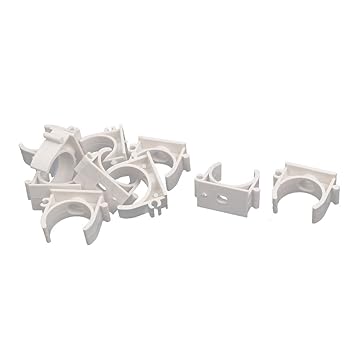 Generic 1 Inch Dia PVC U Shaped Pipe Fitting Clamps Clips Water Tube Holder White 10pcs