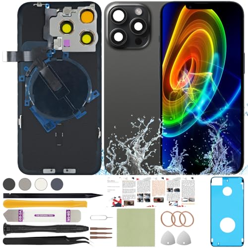 ReuWeu Back Cover Replacement Glass Compatible with iPhone 15 Pro Max All Carriers 6.7(Black)