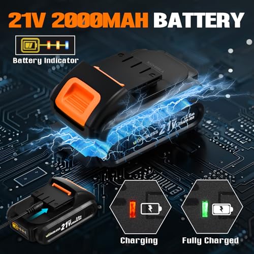 Image of WORKBLESS 21V Power Drill Set, Cordless Drill with Battery and Charger, 3 /8'' Keyless Chuck, Variable Speed, 18+1 Torque Setting and 28pcs Bits Tool Set(Orange, 1 Battery)