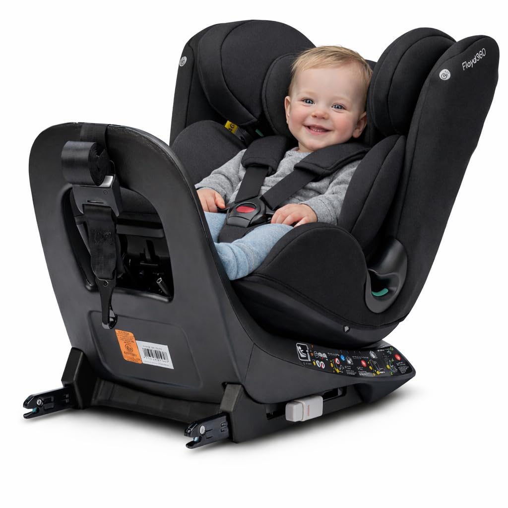 Osann Floyd360 - Kindersitz 40–150 cm, 360 Grad drehbar in allen Positionen, Reboarder ab Geburt mit Isofix, mitwachsender i-Size Kinderautositz – Black