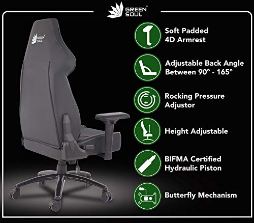 Image of Green Soul Glance Series Multi-Functional Chair (GS-350) (Full Black) (Size - Large), Metal, PU Leather