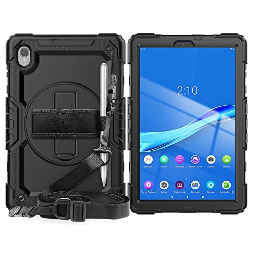 SDTEK Funda Compatible con Lenovo Tab K10 / M10 Plus 10.3 FHD, con Correa Transporte/Correa Mano Soporte Resistente Resistente Tableta (Negro)