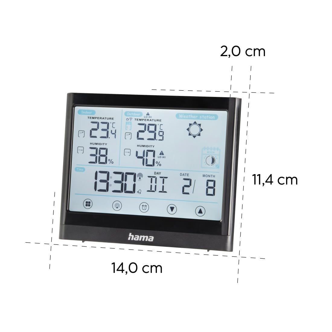 Hama Wetterstation Funk mit Außensensor, Thermometer, Hygrometer, Wecker