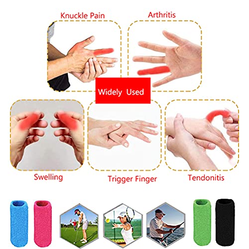 Elane 40 Pcs Finger Splint Finger Holster Thumb Brace Support Elastic Sleeves For Finger Support ,Knuckle,For Gaming,Sports,Basketball,Black,Green,Skyblue,Rosered #TOP4