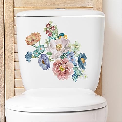Calcomanías de flores para tapa de inodoro autoadhesivas vinilo extraíble baño estilo 3 3