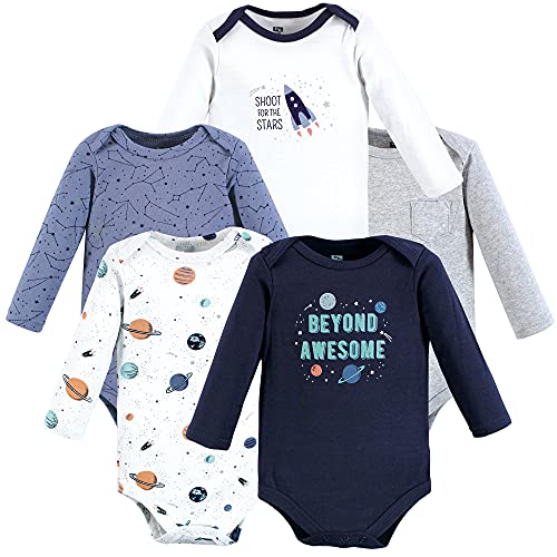 Image of Hudson Baby baby-boys Cotton Long-sleeve Bodysuits 5-pack