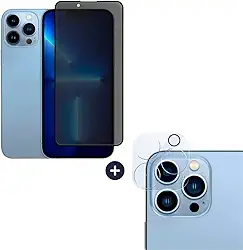 Película De Vidro Privacidade 3D Anti Spy Tela Toda Para iPhone + Película Lente de Câmera (iPhone 13 Pro Max)