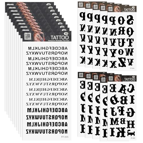 4 Assorted Gothic Alphabet Letter Finger Tattoos, 20 Sheets Custom Name & Word Fake Tattoo for Finger, Realistic Temporary Tattoo Letters for Women DIY Letters Stickers Fake Tattoos Stickers Lasting