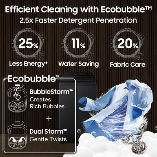 Samsung, 10kg, 5 Star, Eco Bubble, Hygiene Steam, Quick Wash, Magic Dispenser, Smart Check, Soft Closing Door, Digital Inverter, Fully-Automatic Top Load Washing Machine, WA40F10H2BTL, Black Caviar - Image 7