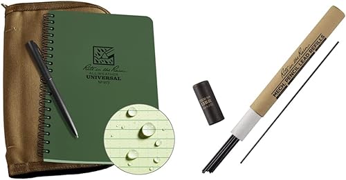 Miniatura 1 de Rite in the Rain Kit de espiral lateral resistente a la intemperie cubierta de tela CORDURA, cuaderno verde de 4.625 x 7 pulgadas, bolígrafo