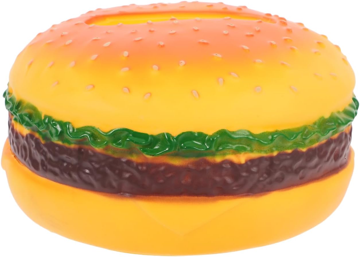 Hamburger Tissue Box Cover 7.08X7.08X3.14 Inch Creative Retro Food Shape Decorative Tissue Holder Organizer for Home Office Restaurant