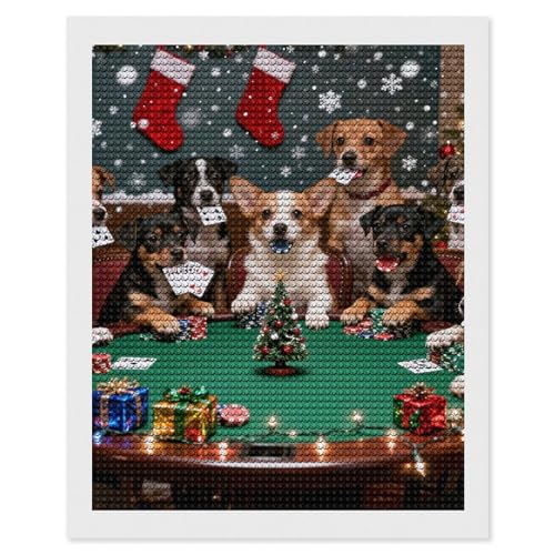 Peinture diamant 5D poker et chien de Noel, l'activite creative pour vos soirees d'hiver au coin du feu