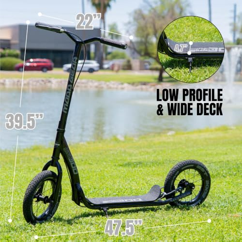 Image of Madd Gear Large Kick Scooter for Adults, Teens & Kids 8-12 with Kickstand - 12 inch Air-Filled Tires, Wide Deck, Lightweight Steel Frame - Metro Urban Glide 300