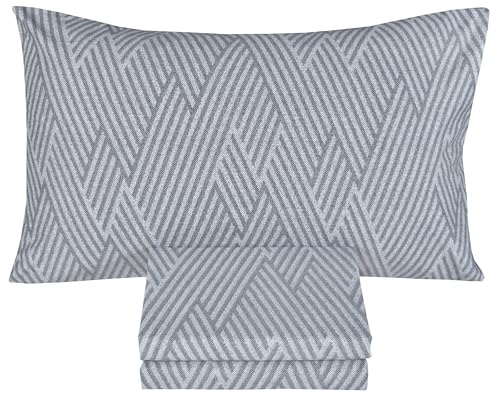 Image of Scientific Sleep Gray Geometry Modern Stripes 100% Cotton 3 Pcs Twin Bed Sheet Set Teen Boys, Flat Sheet & Fitted Sheet & Pillowcase Kids Bedding Set (Stripe Gray, Twin)