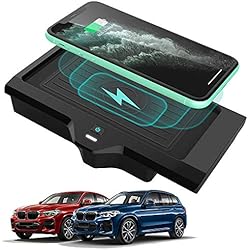 Cargador Inalambrico Bmw Serie 1 Cargador Inalámbrico Coche Auto 10W Carga Rápida 3 Bobinas Teléfono Cargador para BMW X3 2018 2019 2020 BMW X4 2019 2020 Panel de Accesorios de la Consola Central para iPhone Samsung HUAWEI