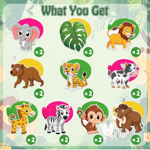Image of 40Pcs Jungle Animal Hanging Swirl Decorations, Safari Animal Party Hanging Swirls Jungle Animals Tiger Lion Monkey Foil Swirls Ceiling Decor for Animals Theme Birthday Baby Shower Party Decor