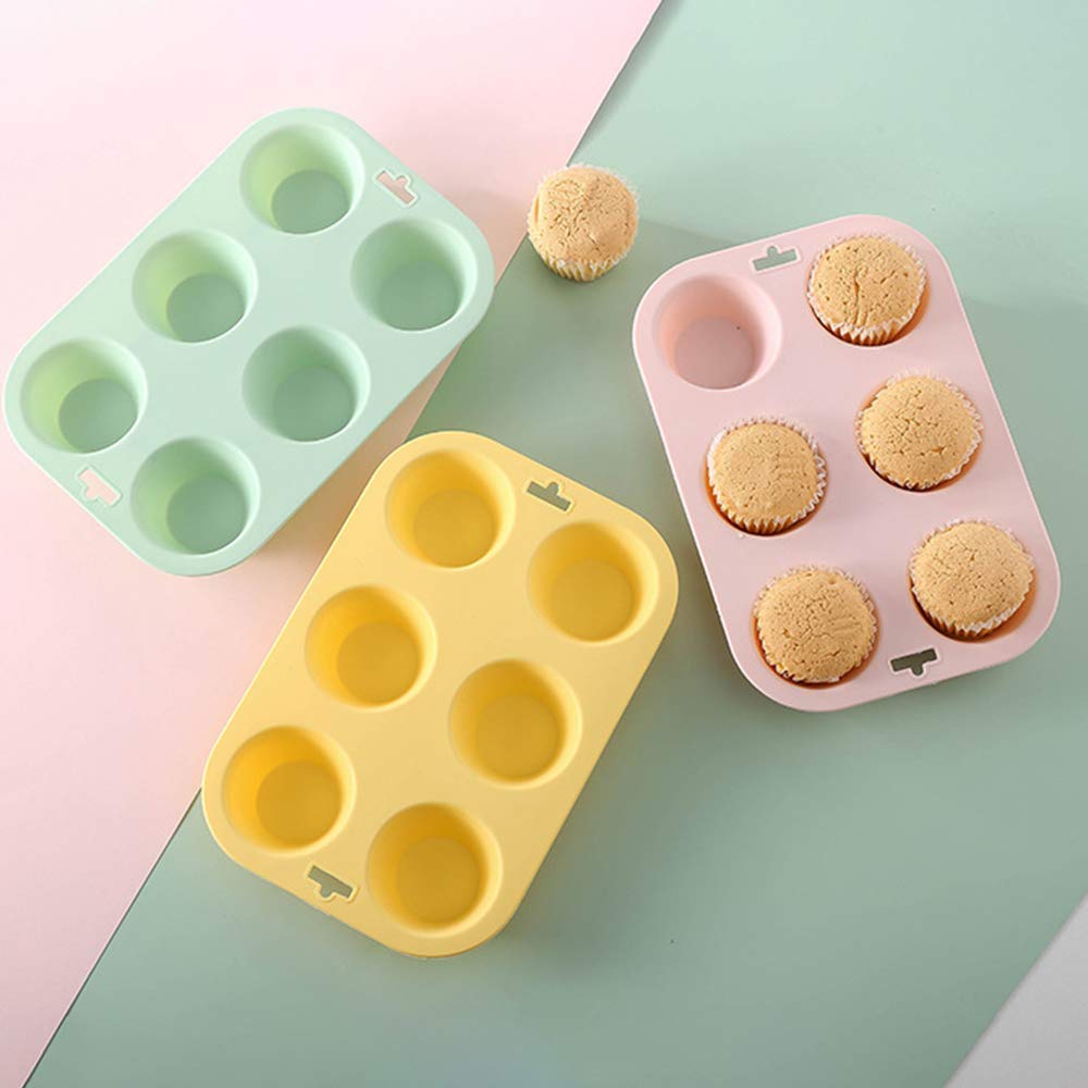 Bandejas antiadherentes para hornear, juego de moldes para pasteles, moldes para pasteles pequeños, molde redondo de silicona de 6 cavidades para jabón, pastel, pan, magdalenas, pastel de queso, pan
