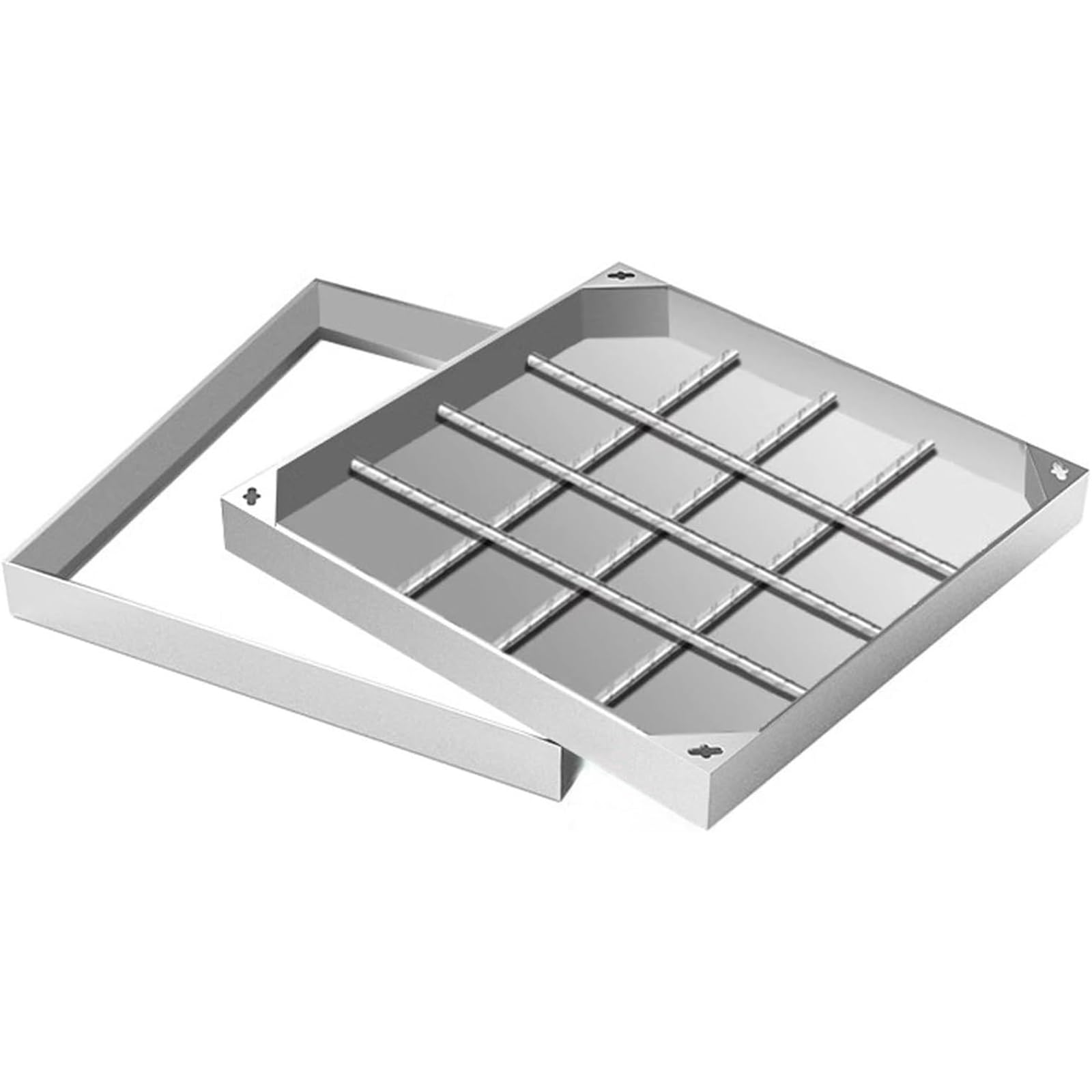 GJMSSMY HeavyDuty Stless Steel Manhole Cover Square Embedded Invisible Inspection Lid for Sewage Basins Driveways Patios and Pavements (400x400mm/15.7x15.7)