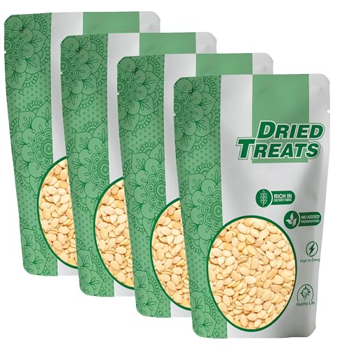 Image of Dried Treats Watermelon Seeds (Tarbooj Beej) 800 Grams (200g X 4) - Raw Watermelon Seeds Packed with Protein, Fiber & Energy to Support Focus & Stamina - Delicious Dried Seeds for Office Lunches, Kids' Study Snacks & Mom's Homemade Halwa, Laddu & Home Made Sweets | Whole Roasted Tarbooj Seed | Raw Watermelon Beej
