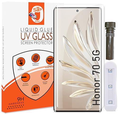 STP FEEL® Advanced UV Curved Tempered Glass For Honor 70 5G (6.67 inch) (Transparent, Pack of 1) Border Less Full Screen Coverage UV Screen Protector Guard with Installation Kit