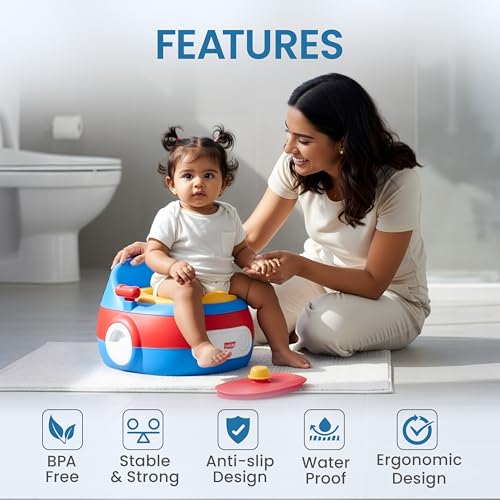 Image of LuvLap 3-in-1 Potty Training Seat for Kids 1-5 Years: Comfortable Baby Potty with Removable Pot, Safety Handles, Splash Guard & Anti-Slip Base for Secure Home Toilet Training, Red