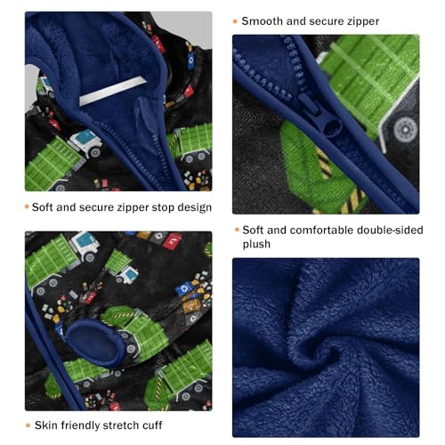 Image of Boys Fleece Jacket Hooded Autumn Winter Long Sleeve Thick Warm Outerwear;3-10 Years Kids Cute Fuzzy Jacket