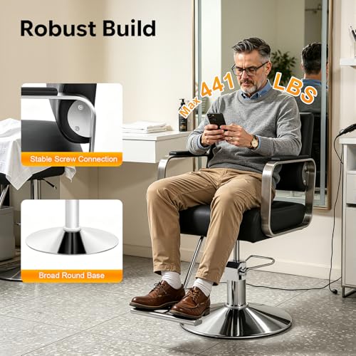 Image of Salon Chair,Salon Chair for Hair Stylist with Height Adjustment,360 Rotatable Barber Chair for Barber Store,Beauty Salons,Spas