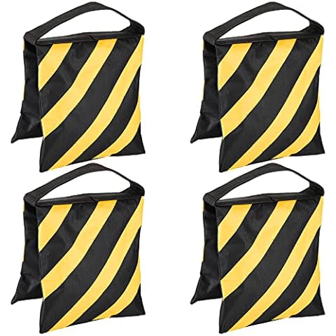 Fasmov 4 Pack Photographic Sandbag Heavy Duty Sand Bag Empty Weight Bags for Light Stands, Boom Stand, Tripod (Yellow) Cover
